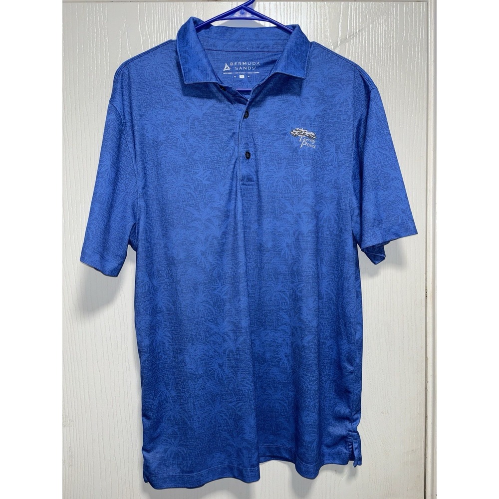 Bermuda‎ Sands Polo Shirt Mens Medium Blue Casual Torrey Pines Golf Wick Away